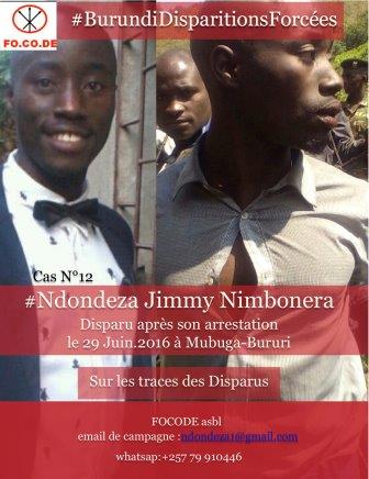 #NDONDEZA n°12: Les autorités burundaises doivent faire la lumière sur la disparition forcée de Jimmy NIMBONERA